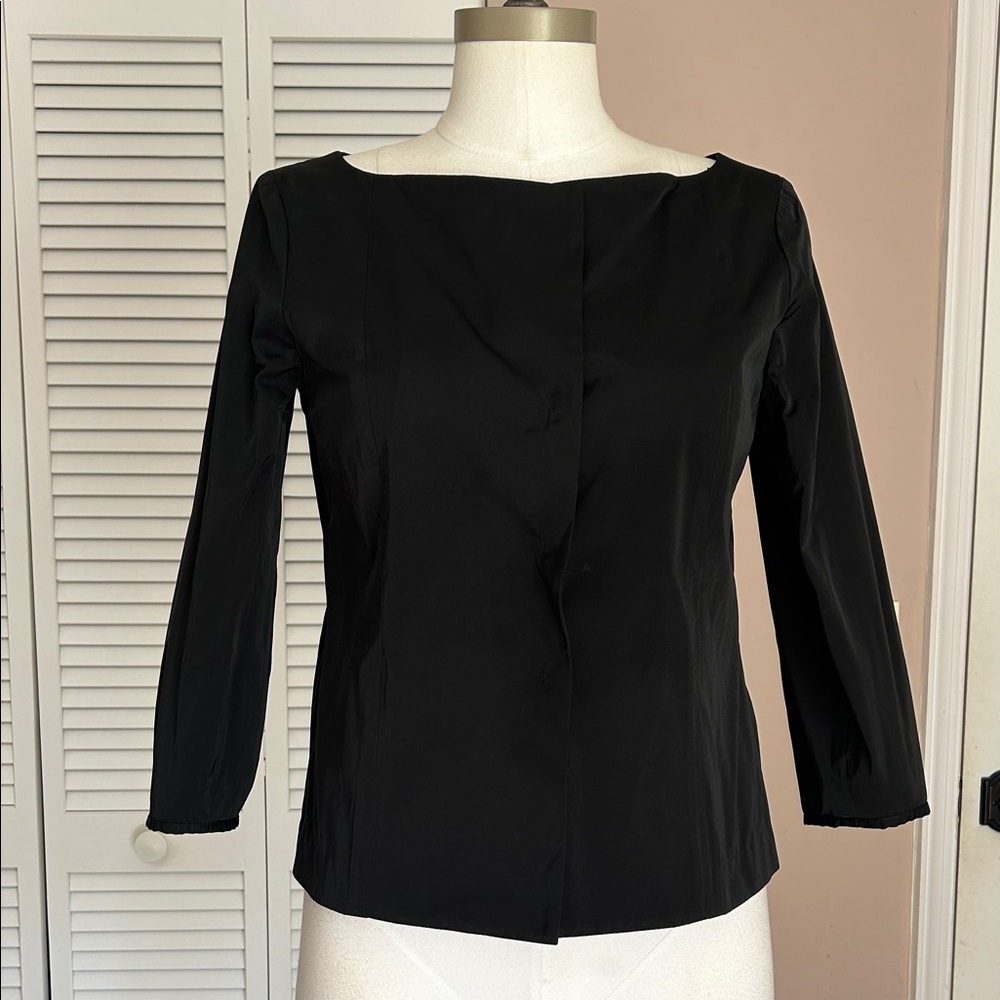 Theory Black Belted Crop Top Blazer size small polyester